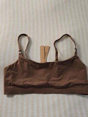 SKIMS Cotton Jersey Maternity Nursing Scoop Bralette Size:Medium Jasper